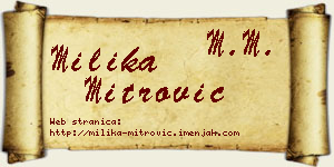 Milika Mitrović vizit kartica